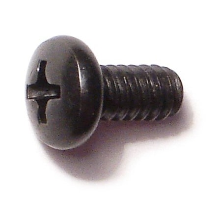 #10-24 X 3/8 In Phillips Pan Machine Screw, Black Oxide Steel, 30 PK